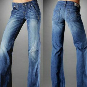 True Religion Horseshoe Pocket Sammy Jeans Size 27 Designer Denim Luxury Denim